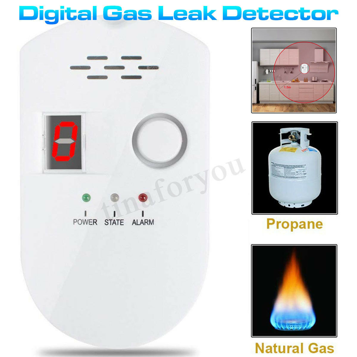 Digital Gas Leak Detector Propane Butane Methane Natural Sensitive Alarm Sensor