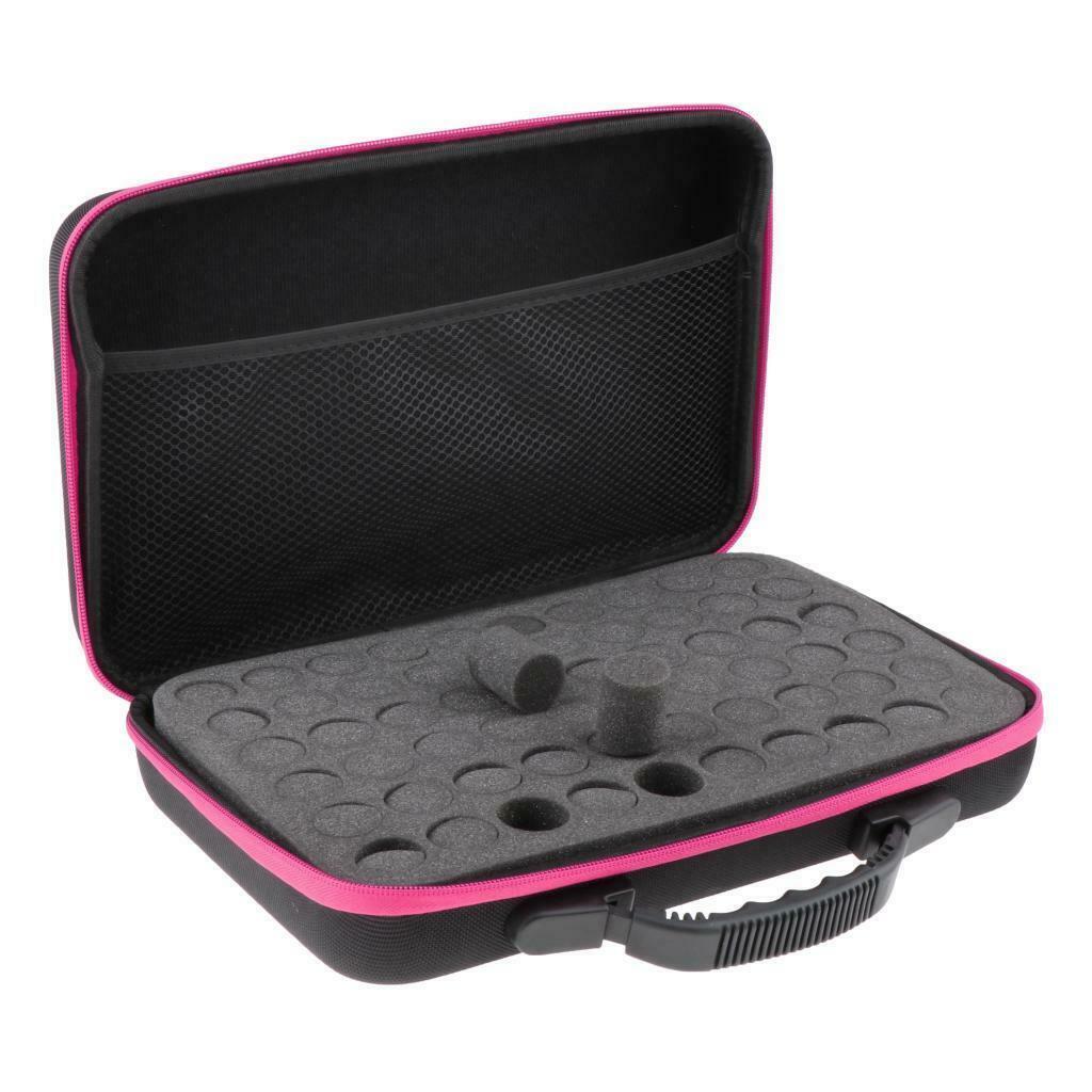 Portable Essential Oils Carrying Case Travel Holds 60 Bottles 5ml-15ml Pink