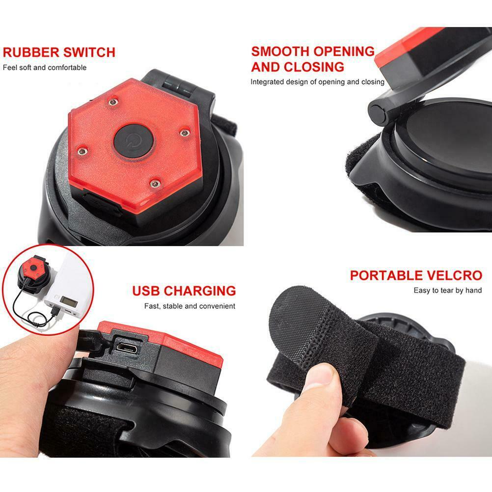 USB Rechargeable Lighted Bicycle Handlebar Rearview Mirror With Wrist Strap