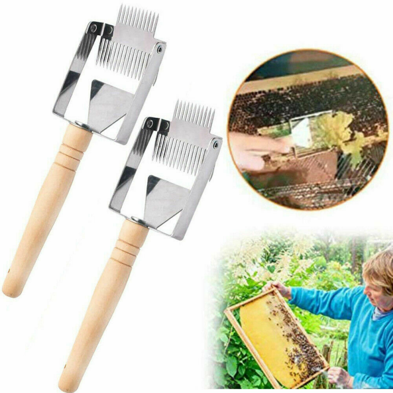 2Pcs Stainless Steel Uncapping Beehive Honey Fork Scraper Shovel Beekeeping Tool