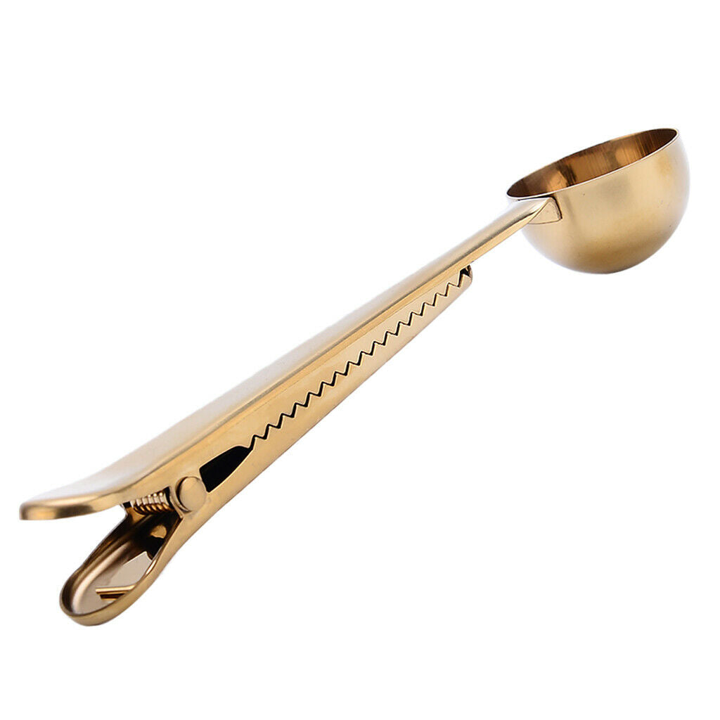2-in-1 Stainless Steel Coffee Spoon with Food Storage Sealing Bag Clip