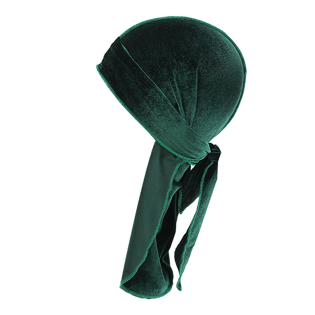 3x Women Mens Elegant Velvet Bandana Hat Long Tail Headwear Chemo Hats