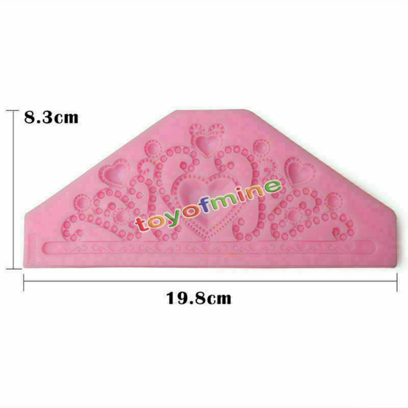 Crown Jewelry Heart Silicone Mould Fondant Bake Cake Decorating Icing Sugar Mold