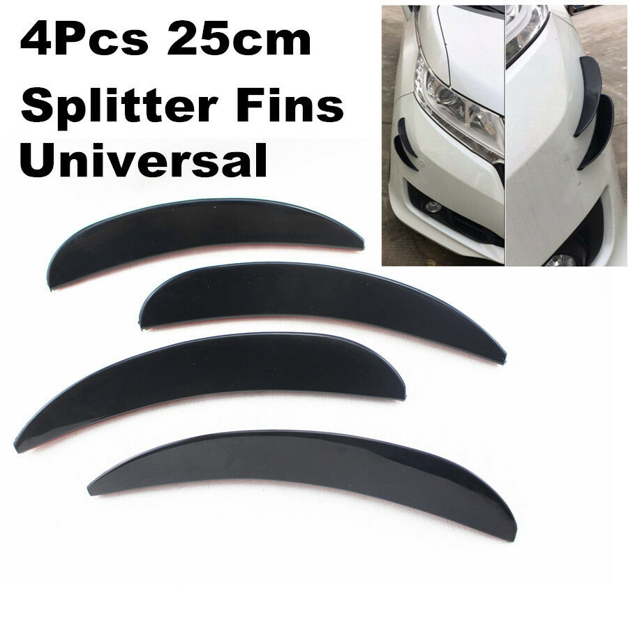 4pcs 25cm Universal Black Car/Auto Front Bumper Fins Spoiler Refit Canards Kit