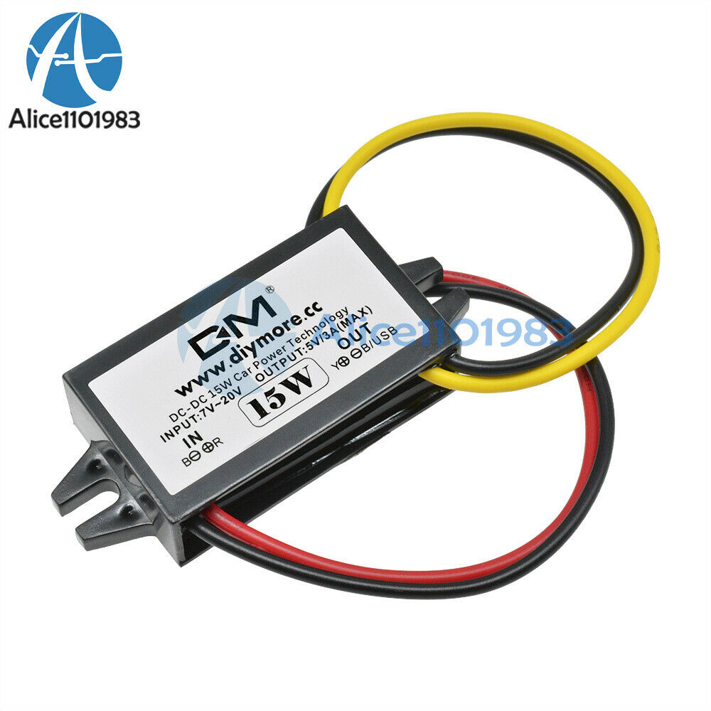 10PCS Car LED Display Power Supply 12V-5V 3A 15W DC-DC Power Converter
