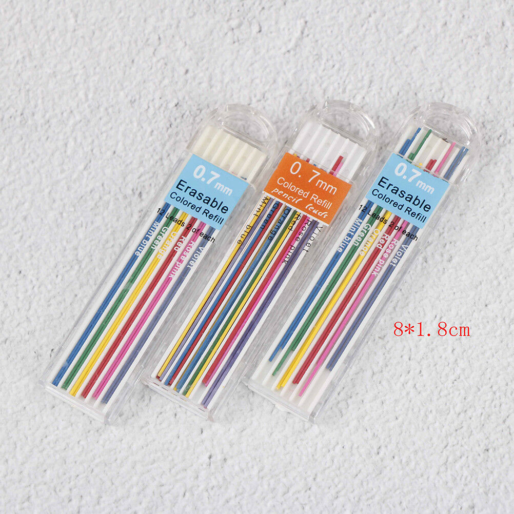3 Boxes 0.7mm Colored Mechanical Pencil Refill Lead Erasable Student Stati.l8