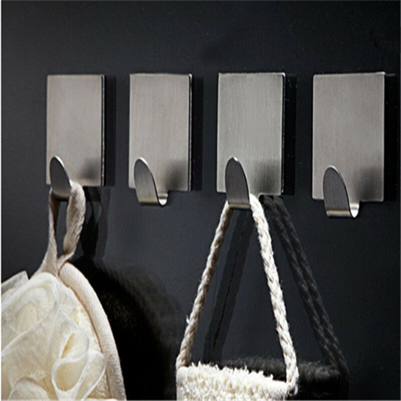 Lots 6x Adhesive Kitchen Wall Door Stainless Steel Stick Holder Hook Hanger AU