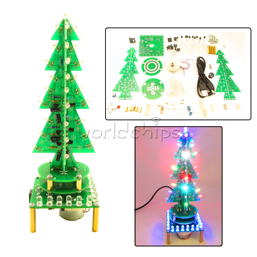 Rotating Music Colorful Christmas Tree LED Water Lamp+Breathing Light DIY Kits