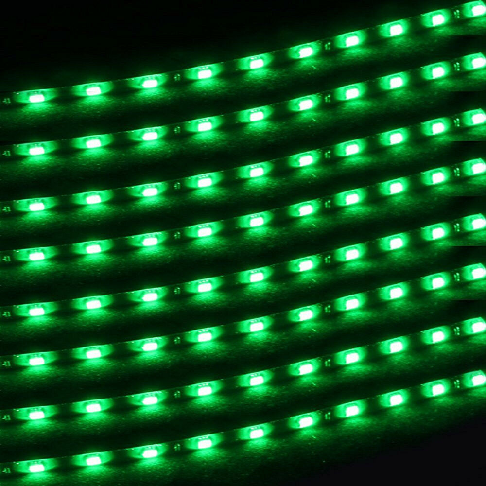 8pc Green 15 LED 30CM Car Vehicles Grill Flexible Waterproof Light Strip SMD 12V