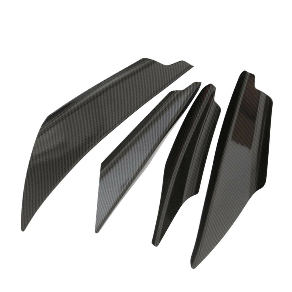 4 PC Carbon Fiber Front Bumper Lip Splitter Fins Body Spoiler Refit Trim