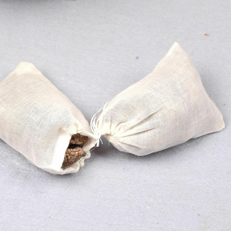 10 Cotton Muslin Drawstring Bags Coffee Tea Bath Soap Herb 80x100mm