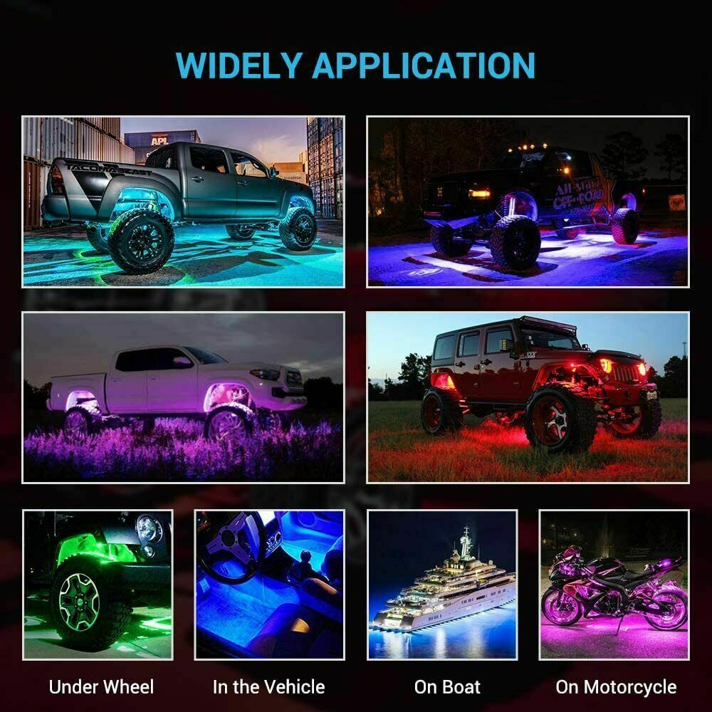 10x Pods RGB LED Rock Light Offroad Wireless Bluetooth Music Controller