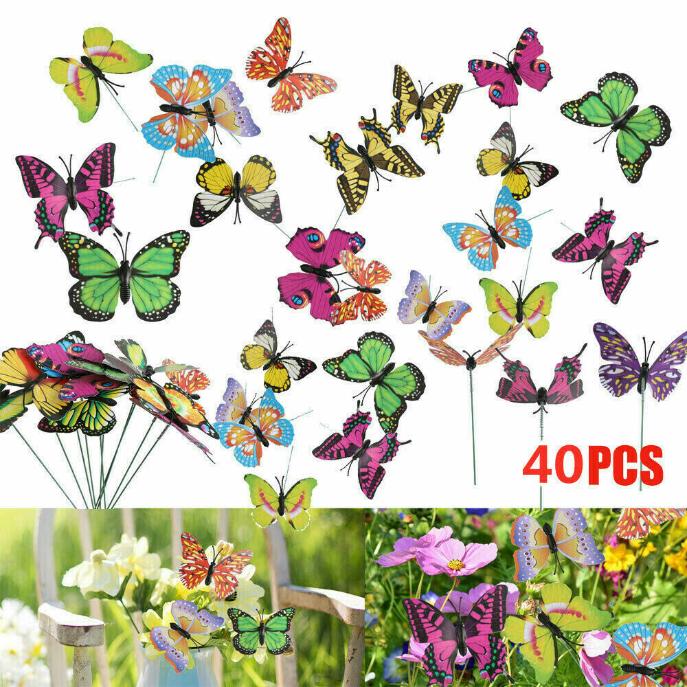 40x Lawn Ornaments Fairy Garden Luminous Butterfly Outdoor Yard Decors AU