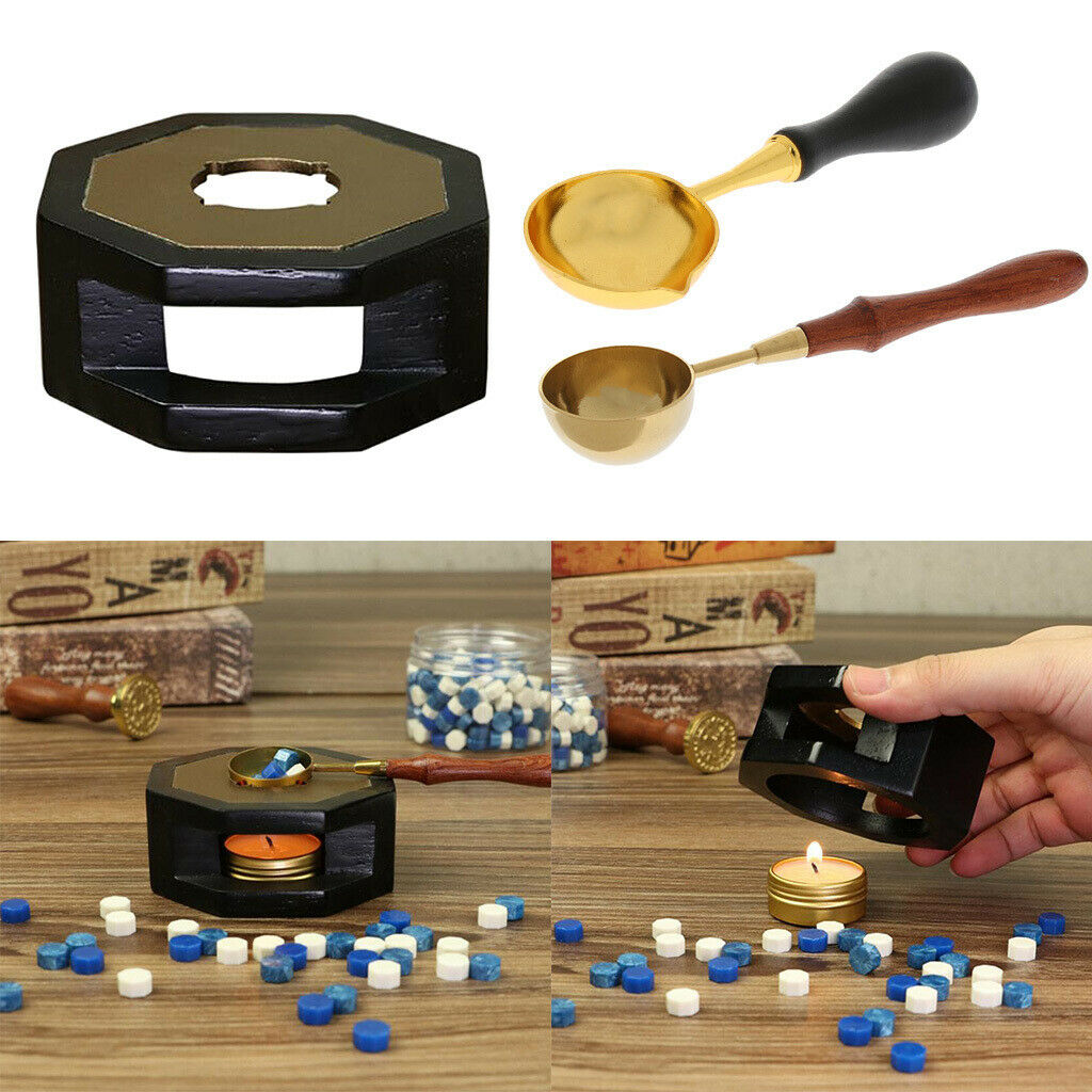 Wax Warmer Sealing Furnace Set Arts Stamp Tool Sticks Stove Pot w/ 2 Spoons