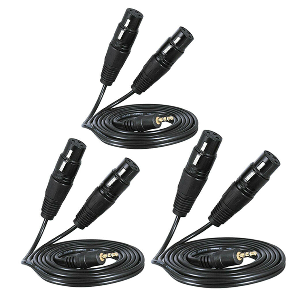 3.5mm TRS Male to Double XLR Female Balanced Interconnect Audio Cable 1.5m