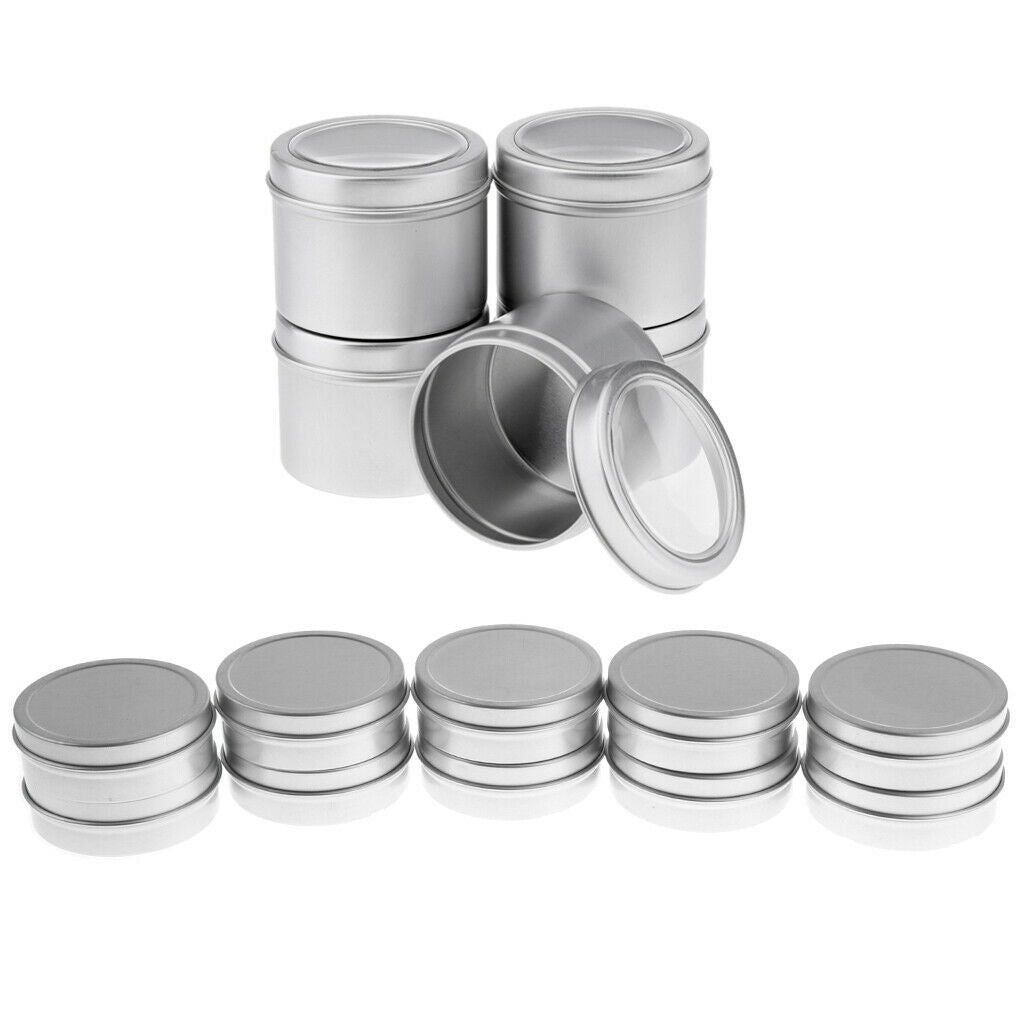 15 Pcs Portable Cosmetics 60ml Aluminum Round Jar for Travel Cosmetic Storage