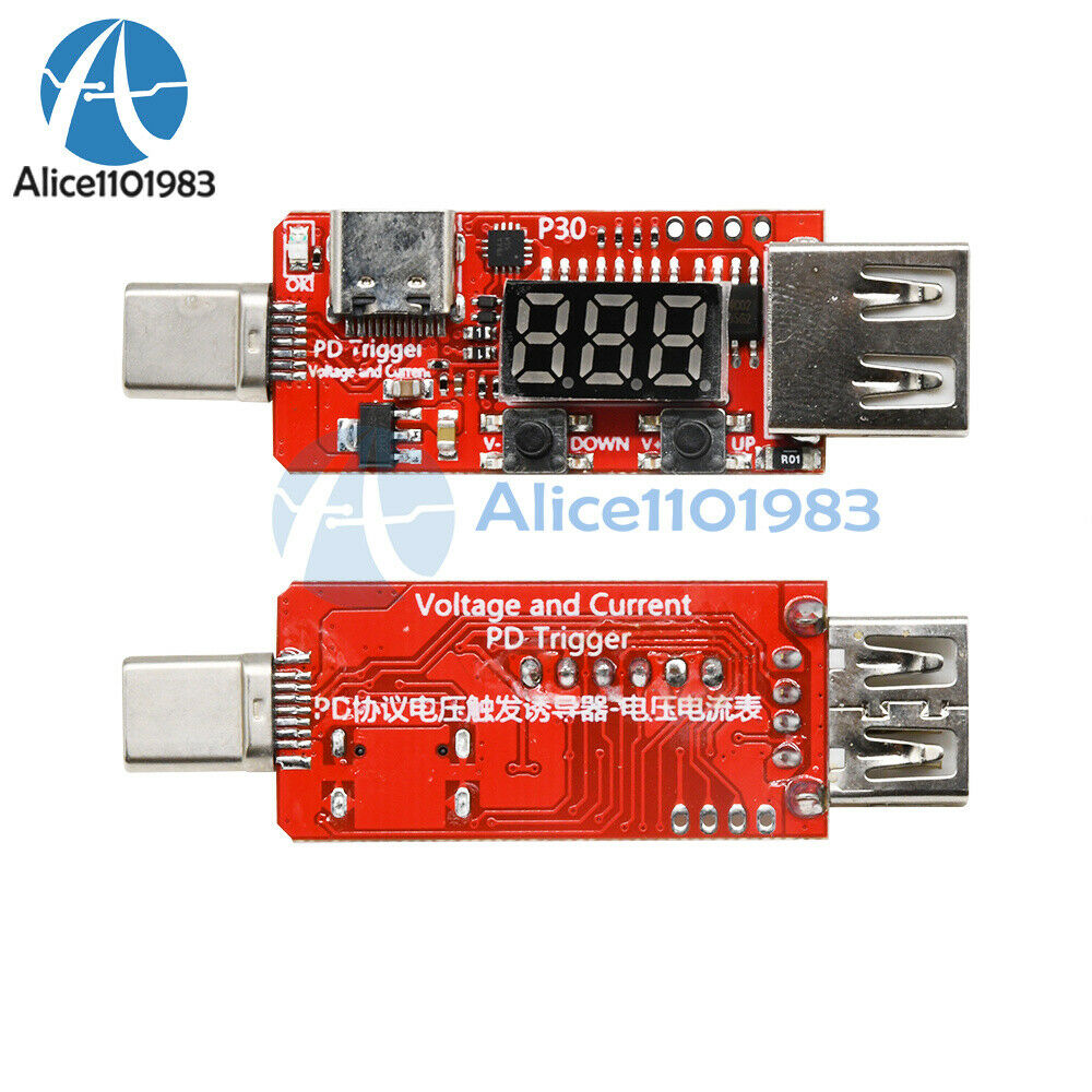 Type-C Fast Charge Digital Display Voltmeter Ammeter Trigger Detector USB PD3.0