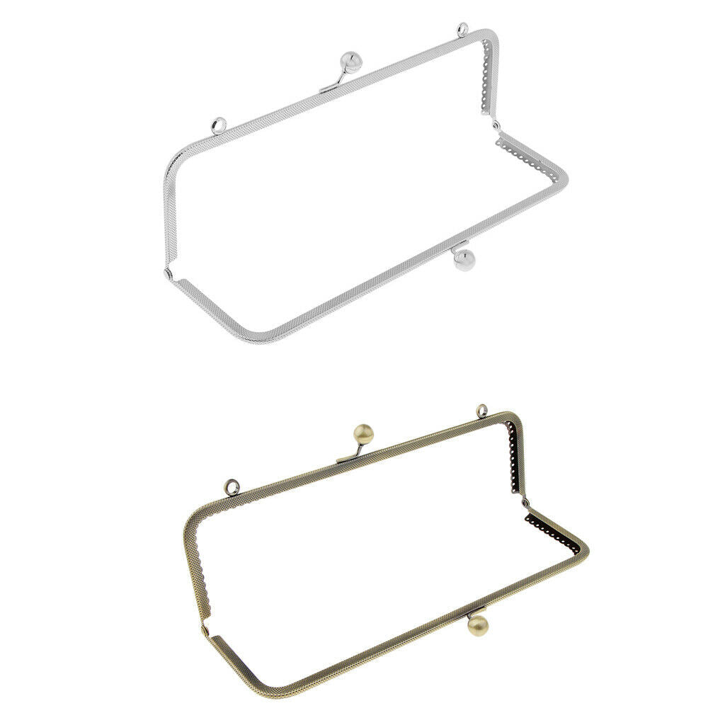 2x Clutch Metal Frame Kiss Clasp Purse Handle Coin Bag Wallet DIY Craft
