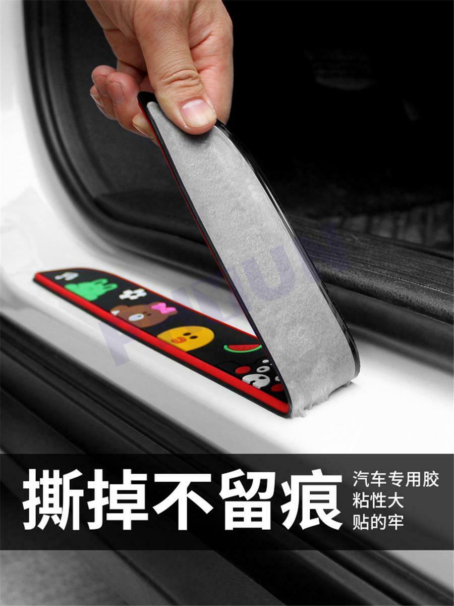 Universal 4 PCS Black Rubber Car Door Scuff Sill Cover Panel Step Protector