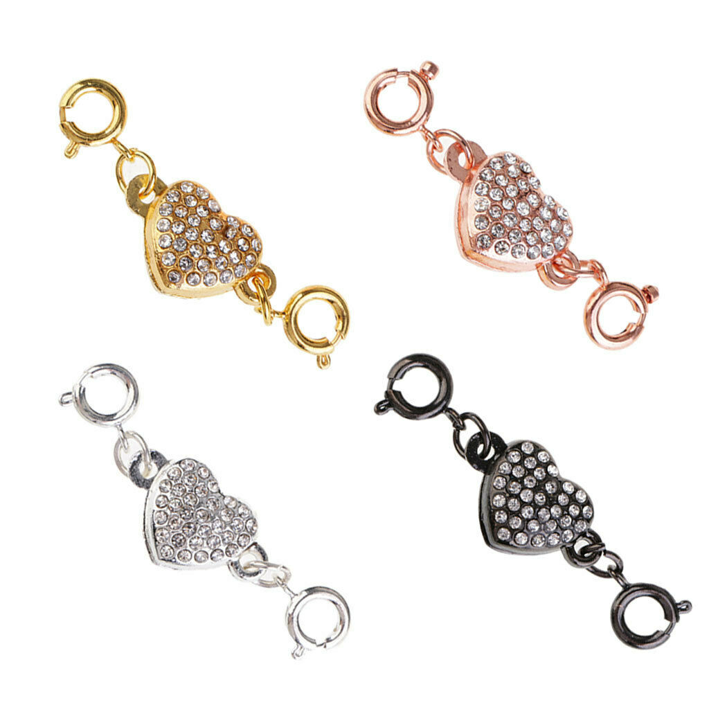 4 Colors Rhinestone Heart Magnetic Clasps Bracelets Jewelry Making Findings