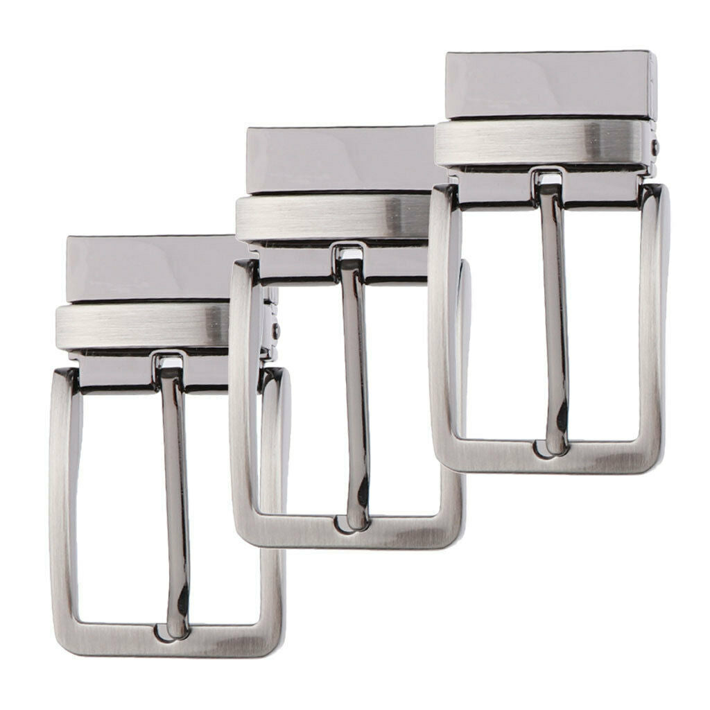 3x Reversible Metal Men Boys Belt Buckle Single Prong Rectangle Pin Buckle