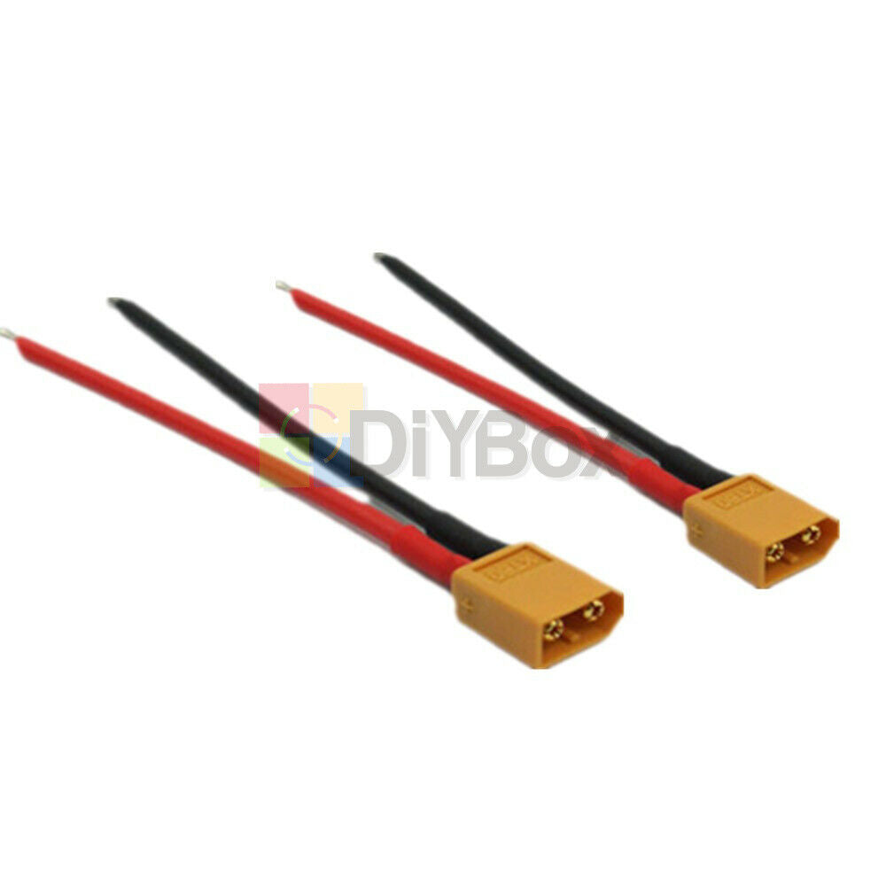 Lots 2Pcs XT60 Connector Male W/ Housing 10CM Silicon Wire 14AWG Cable
