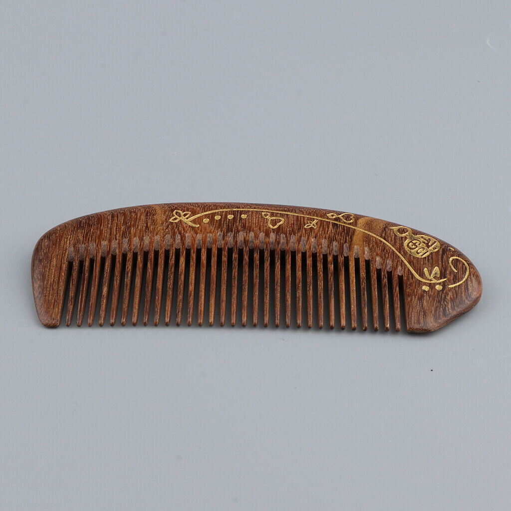 5" Premium Hand Made Wide Teeth Wood Comb Pocket Hair Brush Coarse Men Gift Word