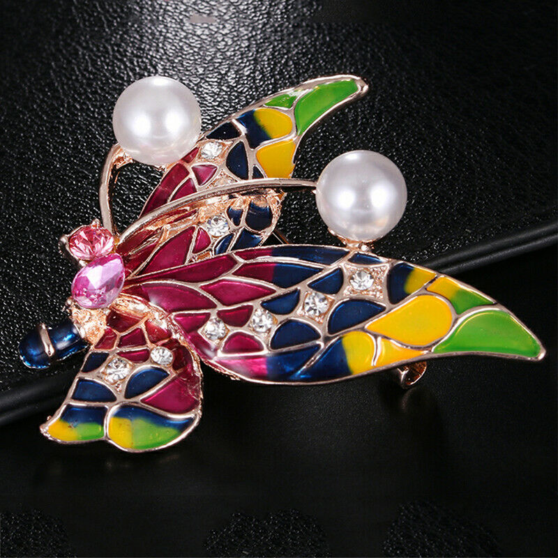 Animal Butterfly Crystal Enamel Brooch Pin Insect Lapel Pin Jewelry Women GA Rf
