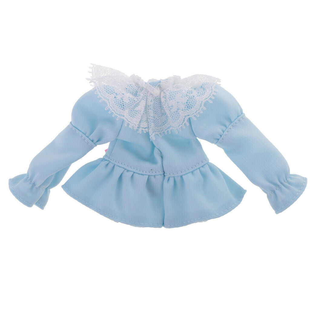 Blue Puff Sleeve Top Clothes Light Pink Skirt Stockings Socks Set for Blythe