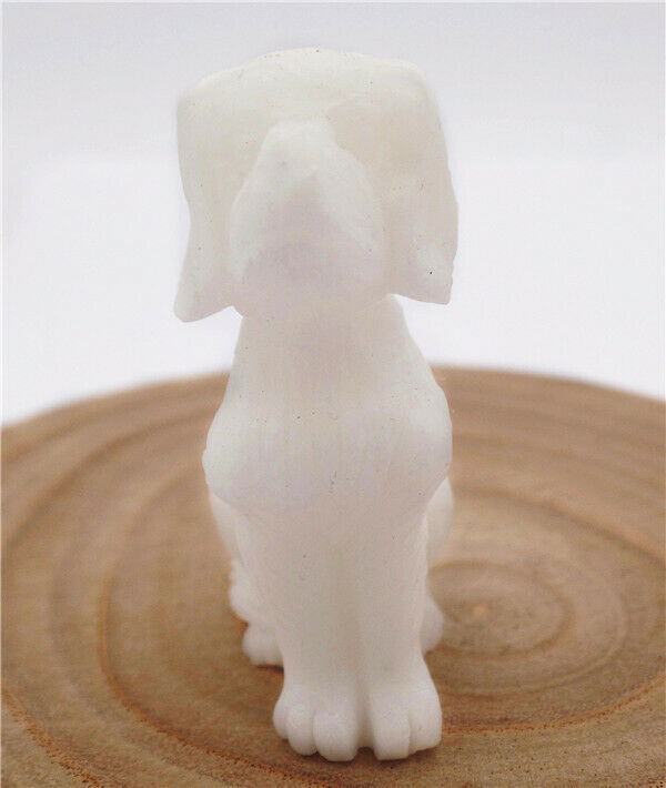 42g 54x34x21mm Natural White Jade Carved Dog Decoration Statue Home Decor HH7747