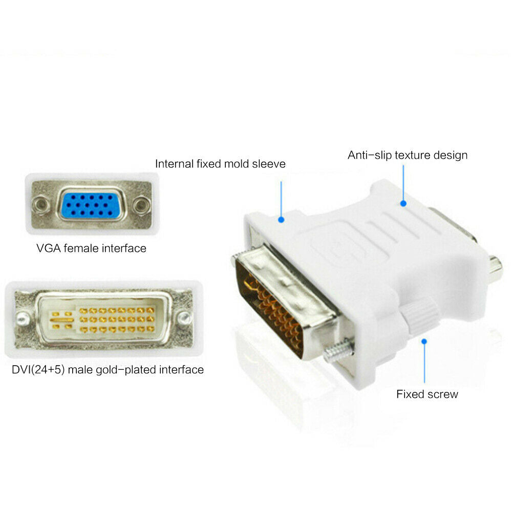 DVI-I 24+5 Pin DVI to VGA Male to Female Video Converter for PC Graphics Cards