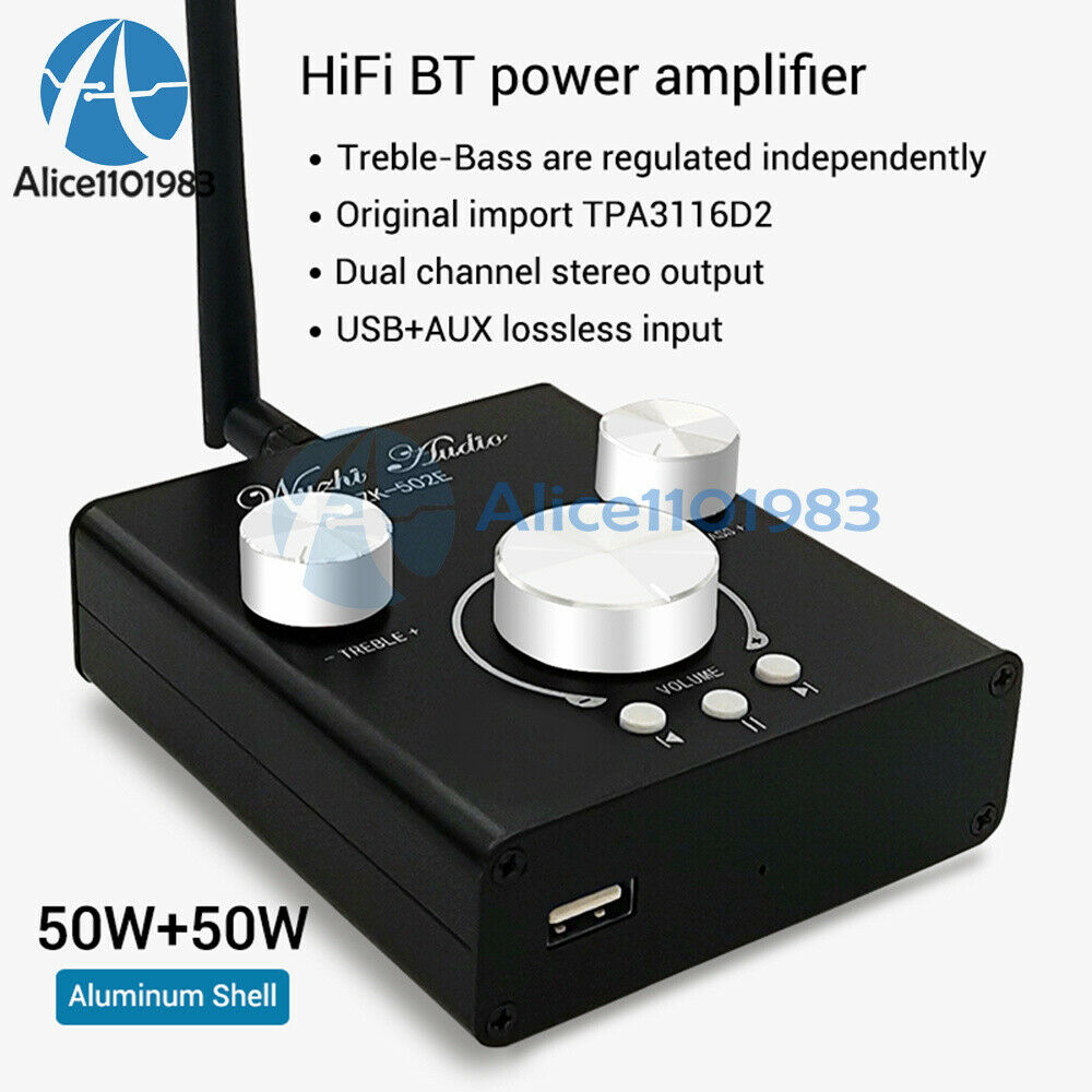502E 50WX2 Audio Power Amplifier Bluetooth 5.0 Dual-channel Stereo TPA3116