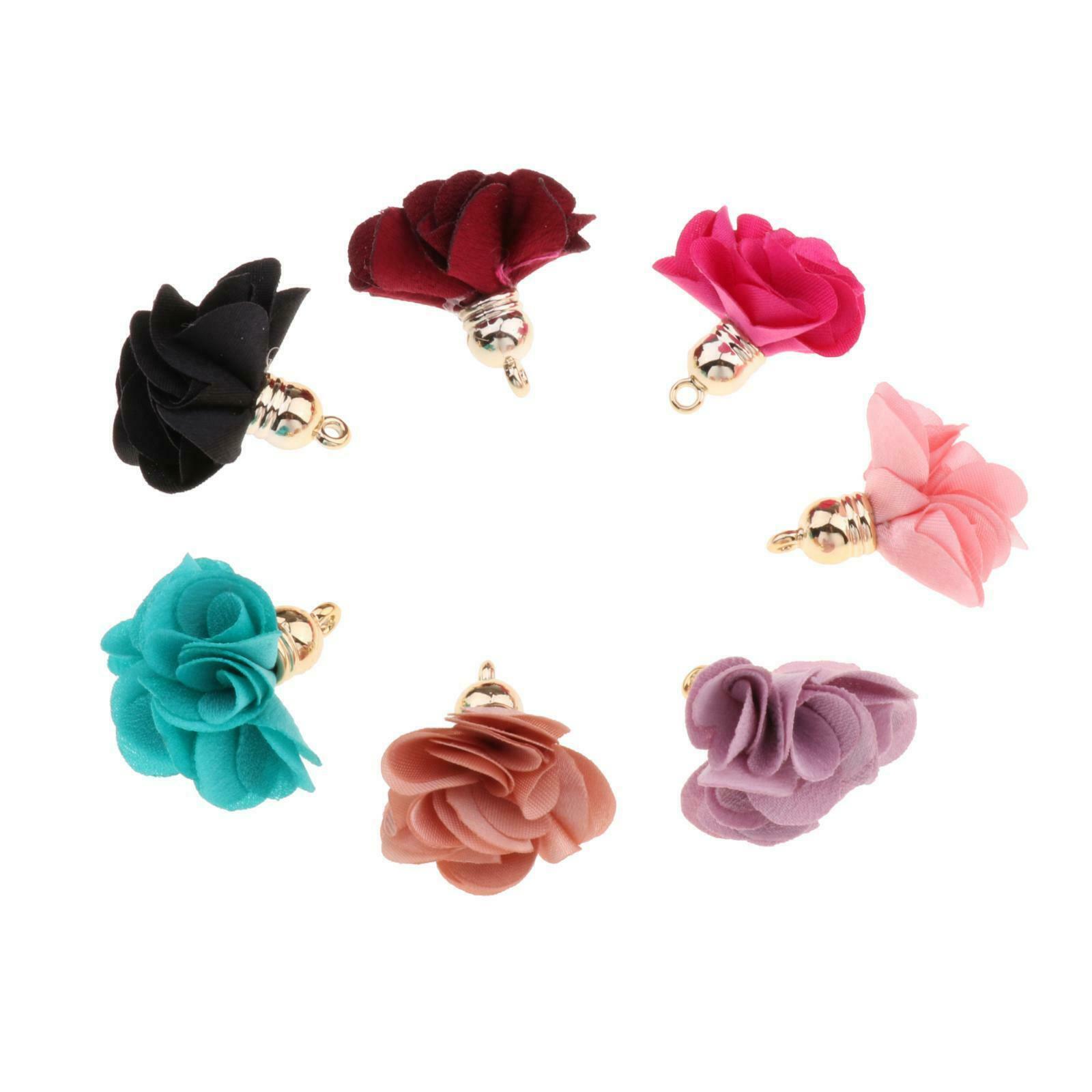 Set of 100 Cloth Fabric Floral Petal Pendants Tassel Charms DIY Crafts