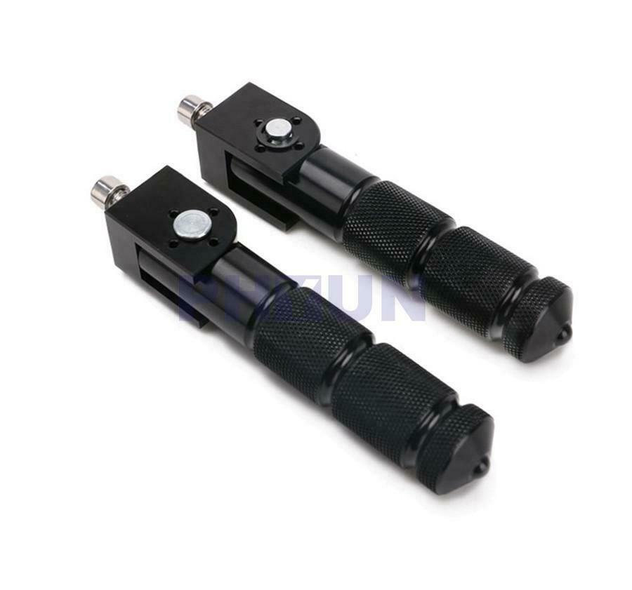 2pcs Motorcycle Parts Folding Foot Rests Rear Pedals Black CNC For Suzuki Yamaha