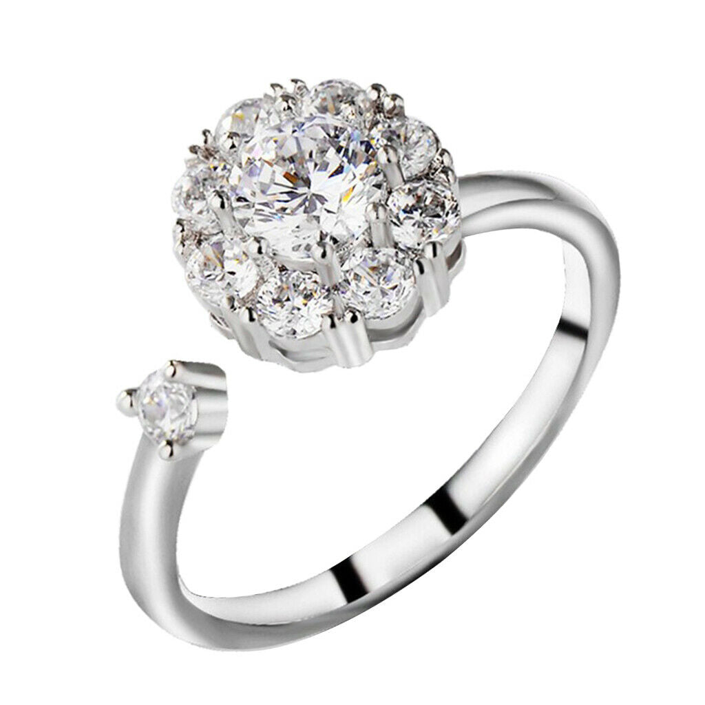 Pack of 6 Lady Wedding Zircon Zirconia Ring Open Anti Anxiety Rings Gift