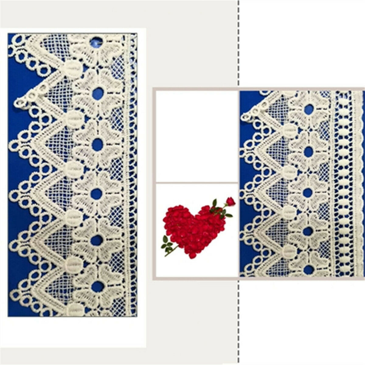 2 Yards Flower Embroidery Lace Polyester Trimming Sewing Wedding Crafts Applique