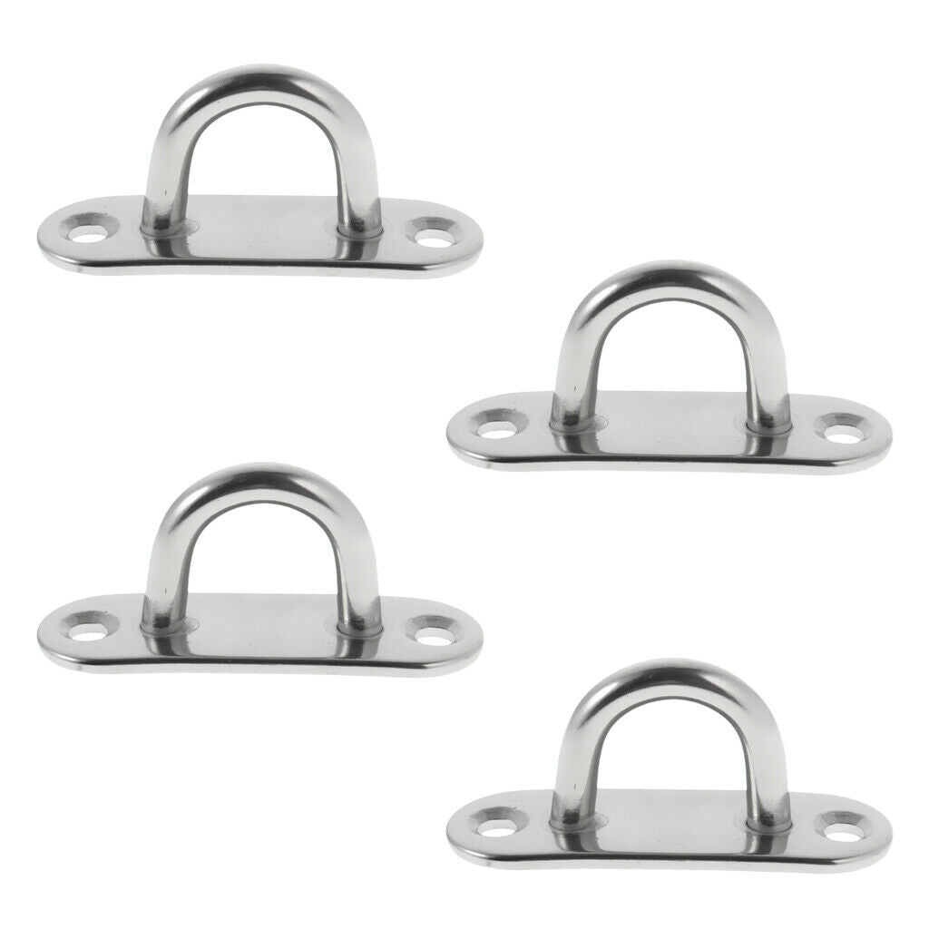 4pcs 5mm Stainless Steel Oblong Eye Plates Staple Ring Hook for Marine Boat