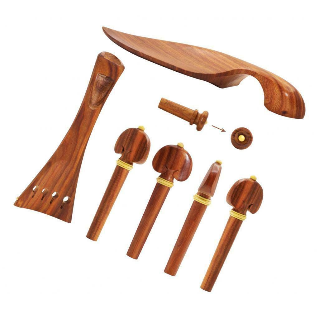 Red Wood Tailpiece, Tuning Pegs, Endpin, Chin Rest Full Set for 4/4 Violin