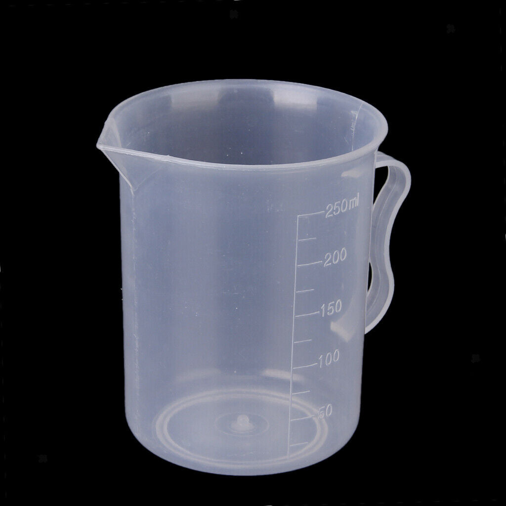 250ml Plastic Clear Graduated Measuring Cups Beakers Container for Lab, Kitchen,