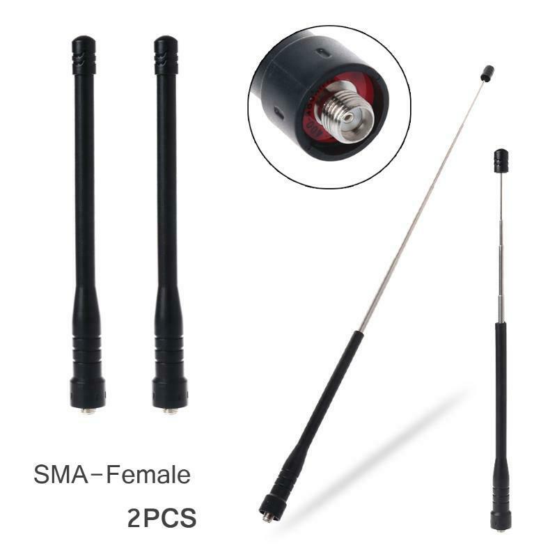 2Pcs SMA-Female 430Mhz UHF Telescopic Gain Antenna for Baofeng UV-5R 888s 777s