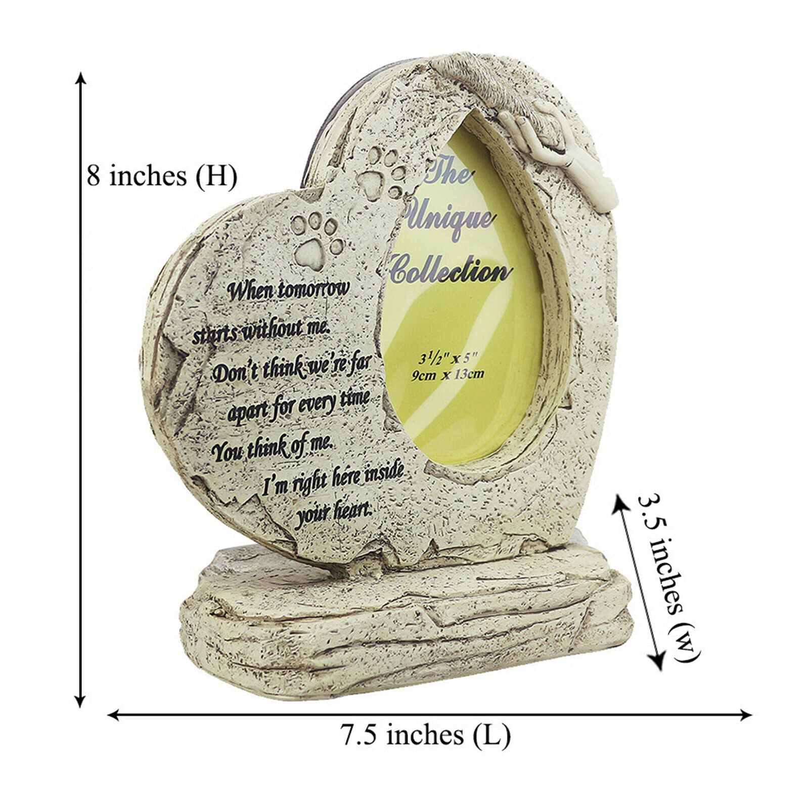 Pet Memorial Stone Heart-shaped Tombstone Cat with Outdoor Yard Accessories