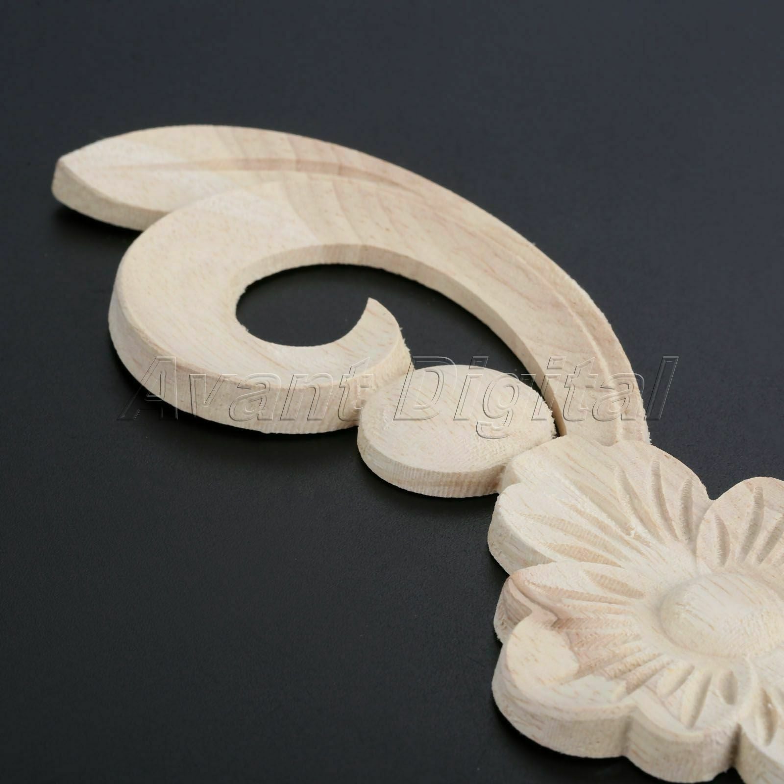 25*6cm European Style Unpainted Wooden Carved Long Onlay Applique Dyes Easily