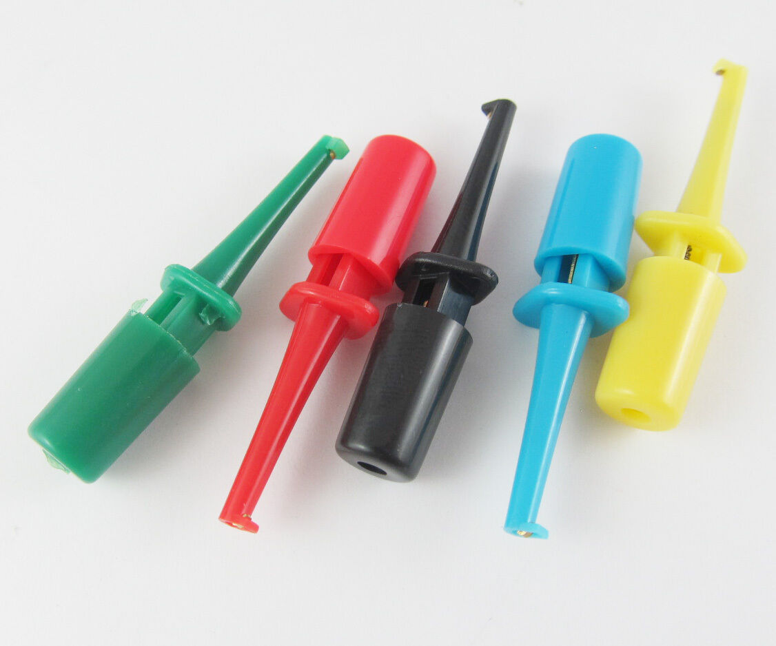 4sets 5 Colors 43mm Single Hook Clip Round Grabbers SMD Test Hook Clip Probes