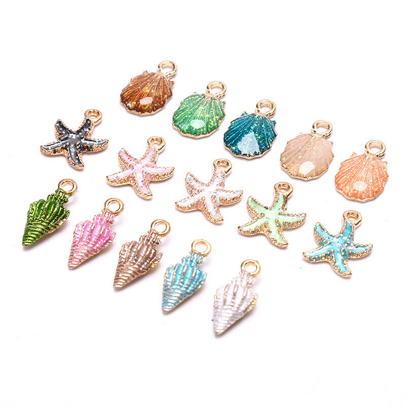 15 x Enamel Conch Sea Shell Charms Ocean Pendants DIY Handmade Accessorie.l8