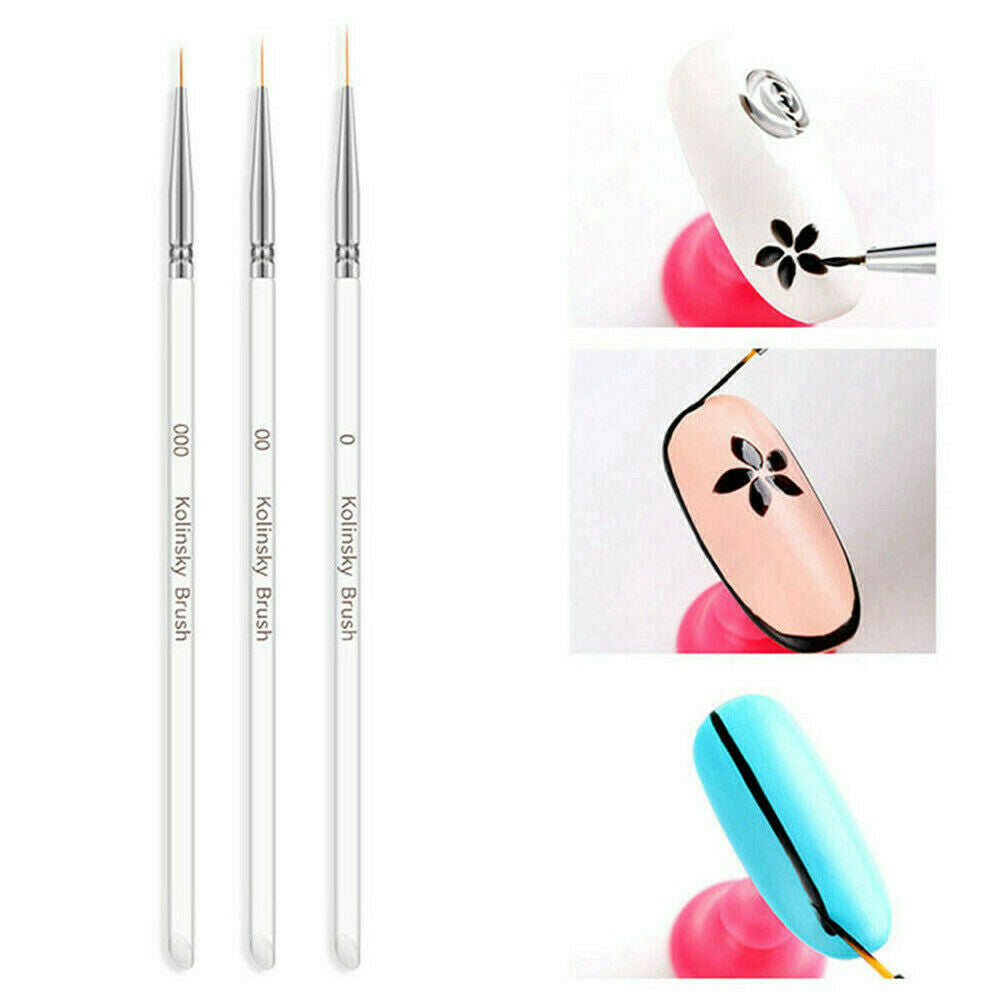 3PCS/Set Nail Art UV Gel Liner Drawing Brush Flower Painting Pen Manicure Tool