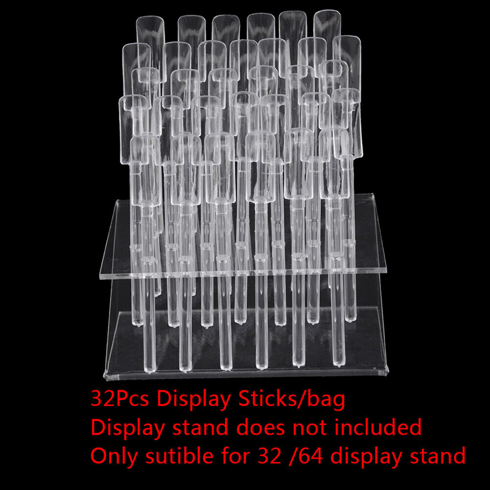32 Tips   Sticks Nail Art Clear Tips Display Stand Nail Polish Training ToDD