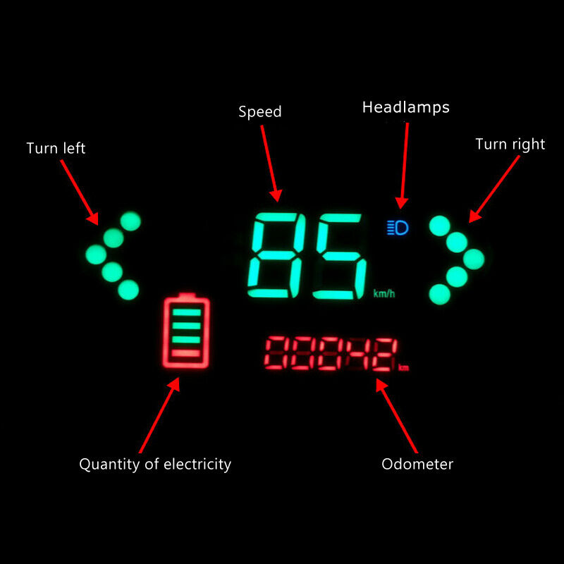 48V/60V/72V Electric Scooter LED Display Instrument + Bracket Speed Indicator