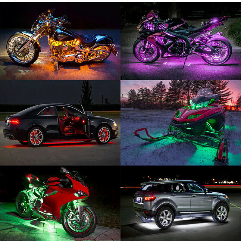 4PCS Motorcycle Car RGB LED Atmosphere Light Remote Control Smart Brake Light