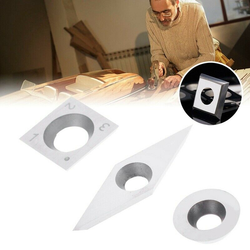 3Pcs Tungsten Carbide Inserts Cutter Set for Wood Turning Working Lathe Tool WK6