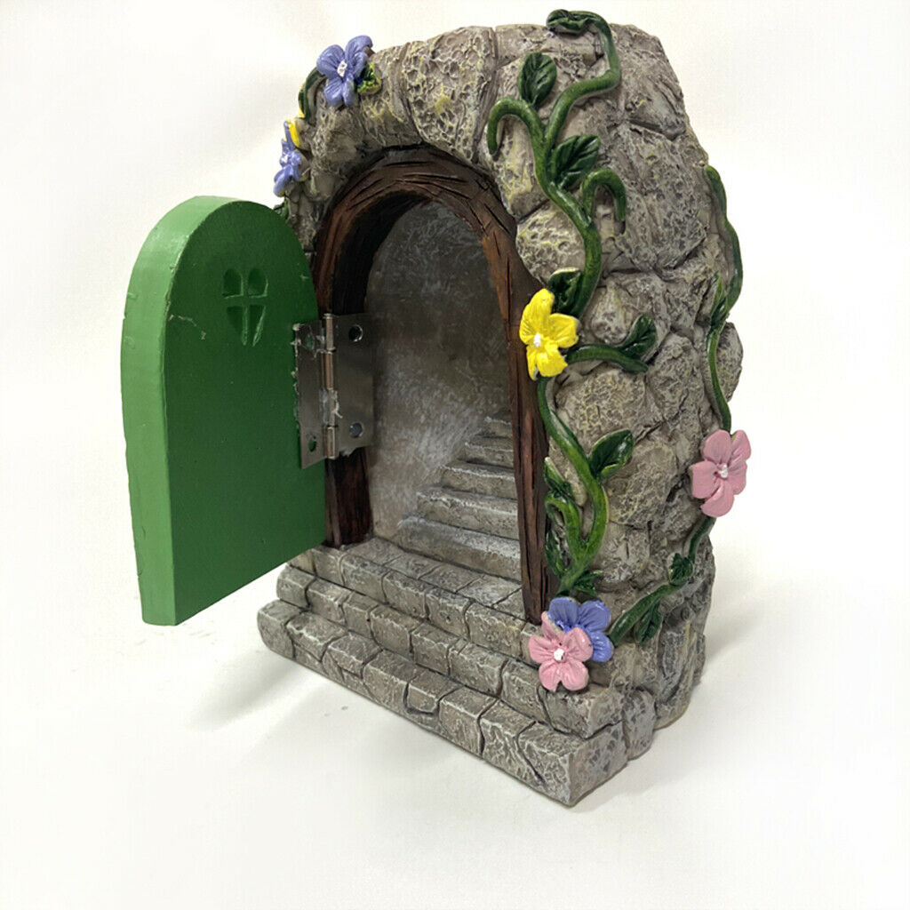 Large Fairy Door Solar LED Stone Door Magical Outdoor Tree Decor 15cm Tall